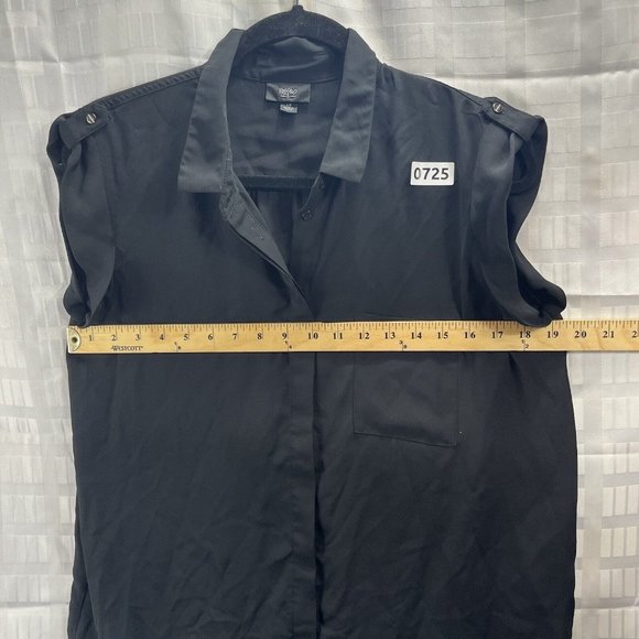 Mossimo Women's Shirt Size L Color Black Casual Button Up - Picture 4 of 14